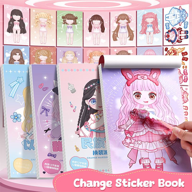 Princess Dress Up Sticker Book Diy Girly Wardrobe Sticker Sheets For Girls Party Favor Gifts Handbooks Waterproof Stickers
