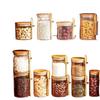 Round Glass Storage Jar with Spoon - High Borosilicate, Multi-purpose Transparent Sealed Container for Tea, Grains, or Flowers