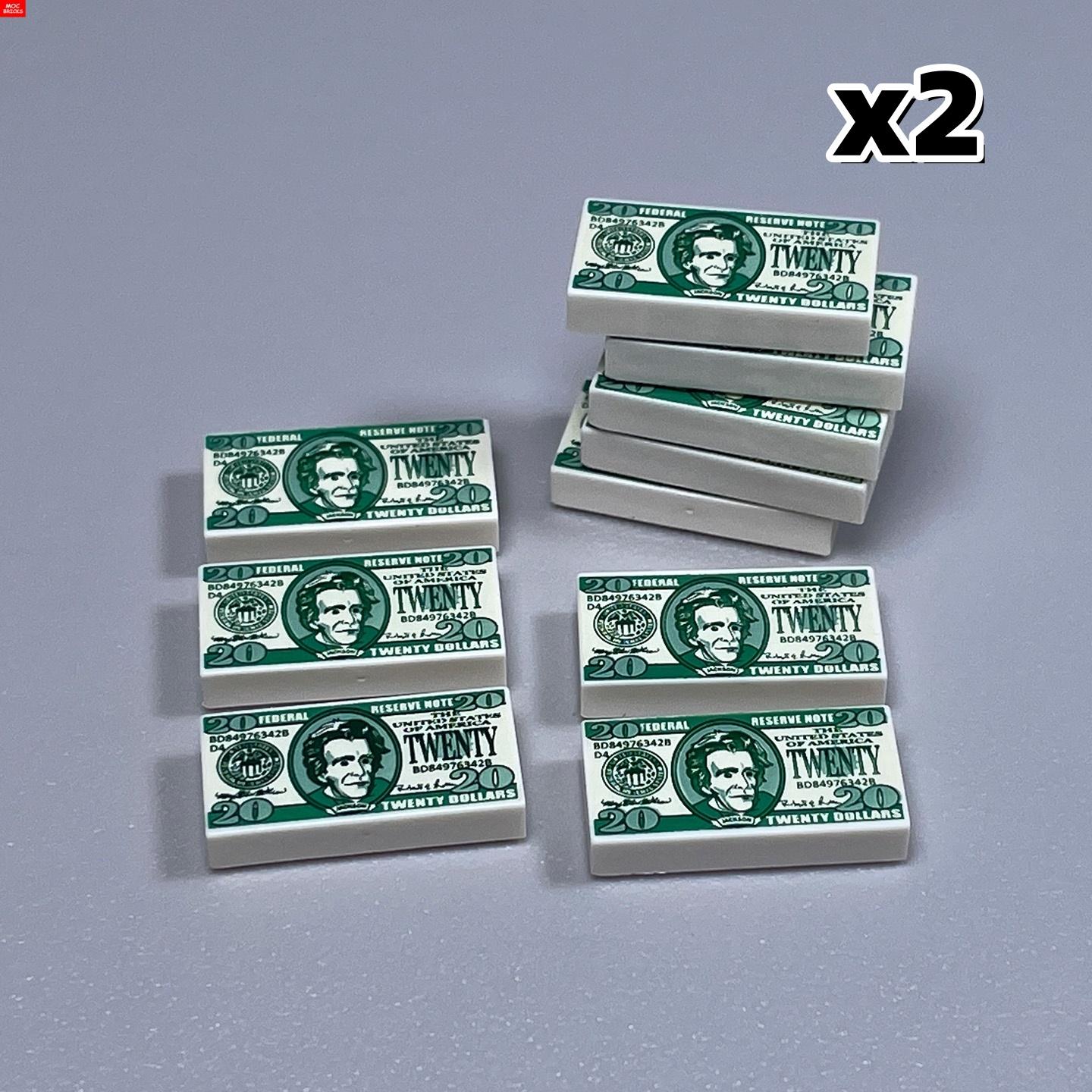 MOC Stenen Bill Dollar 1x2 Geld Bedrukte Tegels Euro Straatbeeld Schatkist Accessoires Bouwstenen Speelgoed voor Kinderen
