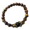Men's Fashionable Tiger Eye & Turquoise Natural Stone Crown Bracelet