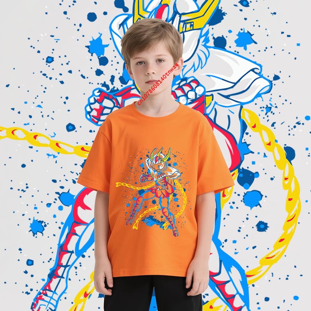 Saint Seiya Ikki Anime Printed Cotton T Shirt for Boys and Girls Kids Cartoon Graphic Tee Comfortable Casual Short Sleeve Top