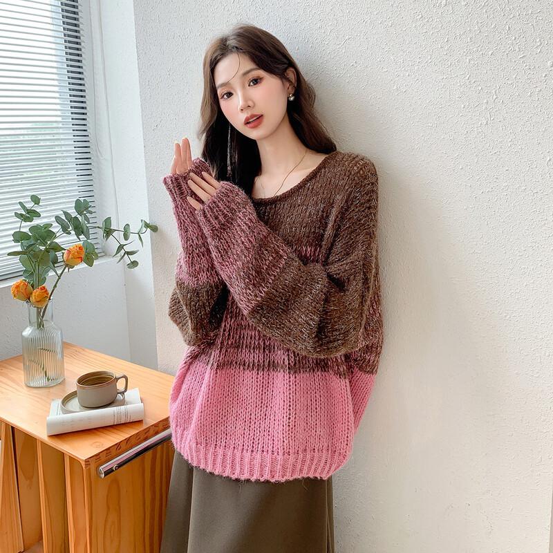 Mokana Women's Gradient Retro Pullover Knit Sweater