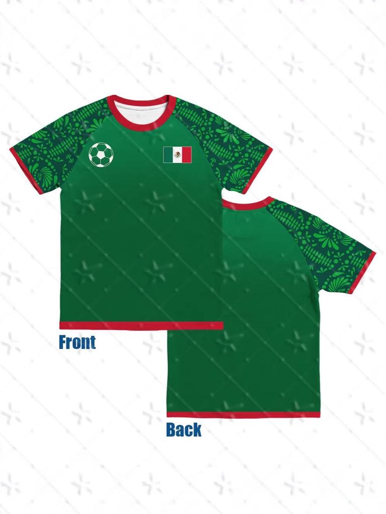 2026 World Cup Mexico Fan Football Jersey & Raglan Sleeve Shorts Set for Men, Women, and Families