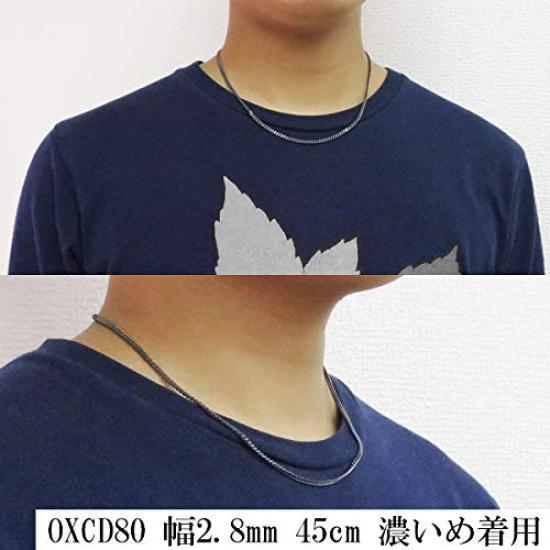 Gin no Silver 925 Smoked Curb Simple Chain Necklace for Men and Chain Only [Shinjuku Kura] (Lightly Polished) Double-Cut Chain, Approx. 2.8mm Wide,