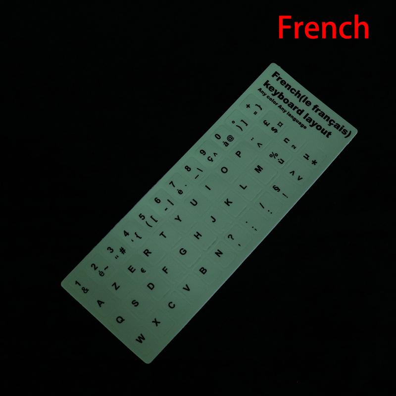 Luminous Keyboard Film Spanish,Russian,Arabic,French,English Etc Language Fluorescent Keyboard Letter Protective Stickers