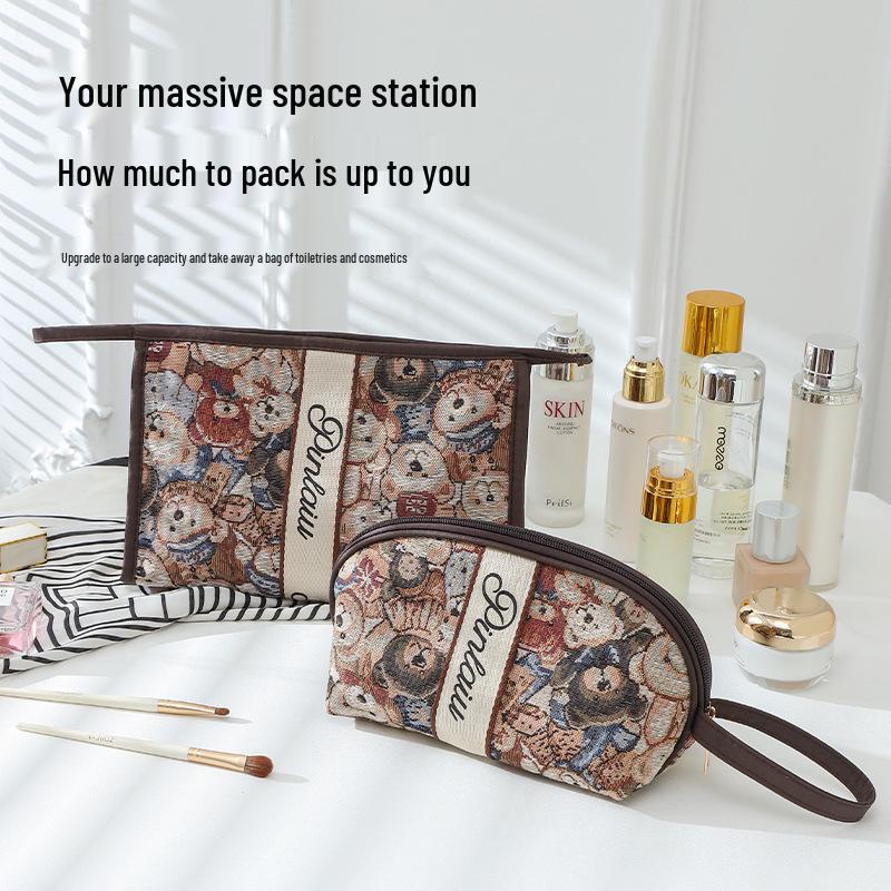 Cute Bear Portable Makeup Bag - Travel Toiletry & Cosmetics Organizer