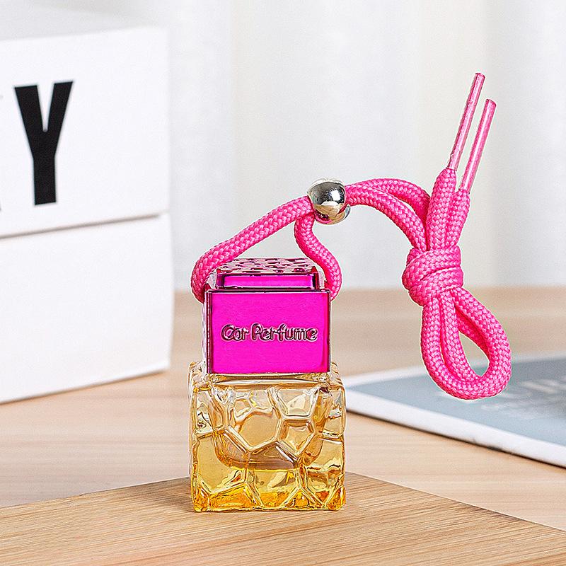 1Pcs 10Ml Rose Red Cap Colored Water Cube Empty Bottle Car Essential Oil Diffuser Fragrance Air Freshener Perfume Bottleornament
