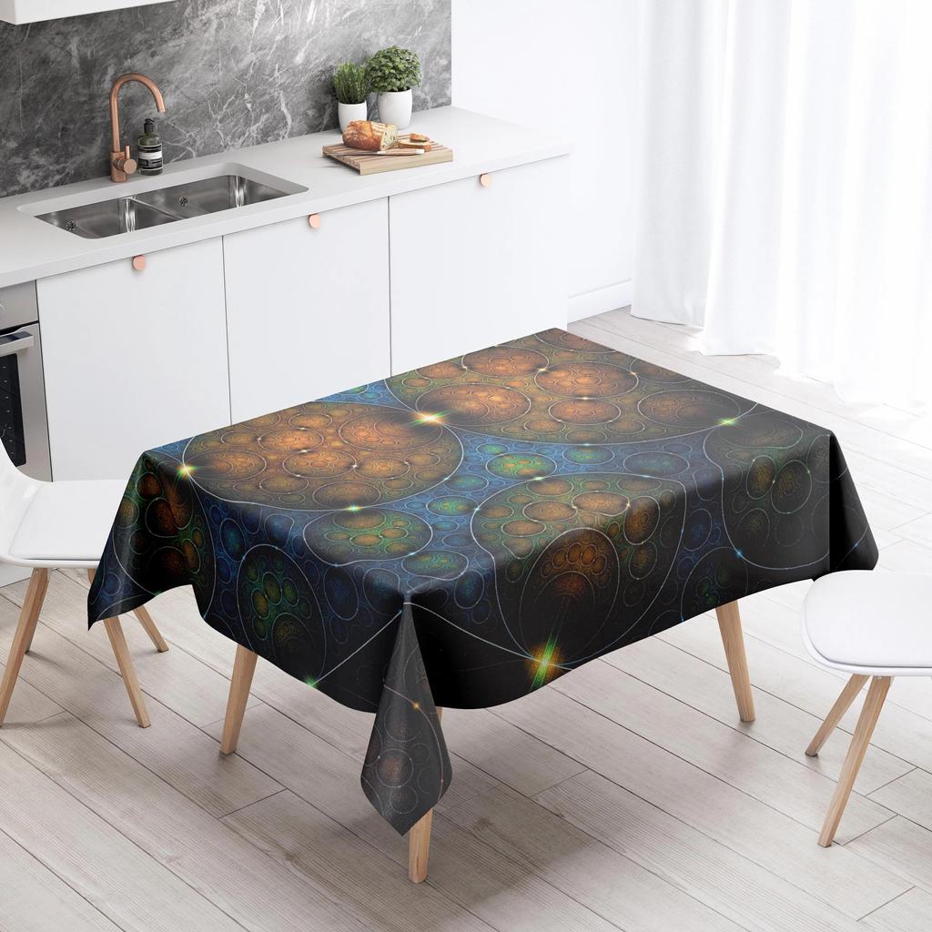 Abstract Pattern Tablecloth Stain Resistant Waterproof Dining Table Home Decor Rectangular Kitchen Fireplace Countertop