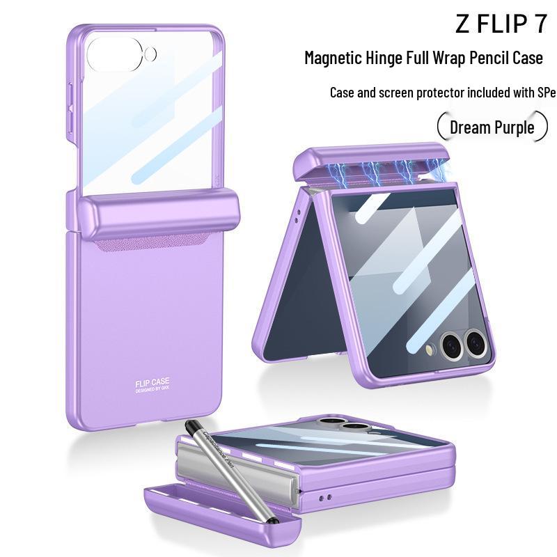 Samsung Z Flip7 Magnetisk Deksel med Penneholder & Beskyttende Skall for Flip6