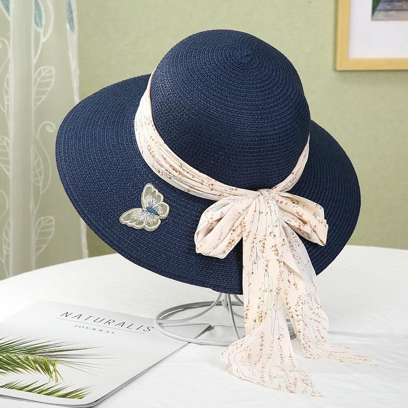 Summer sun hat women's sun protection straw straw hat new cute bow outdoor beach fisherman basin hat versatile tide