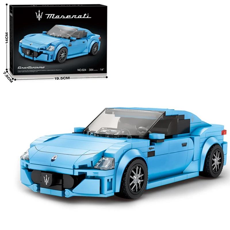 Non-Toxic 384Pcs Maserati Blue Sports Car Building Blocks Classic City Racing Model Bricks Desktop Decoration Toys For Kids Holiday Gifts
