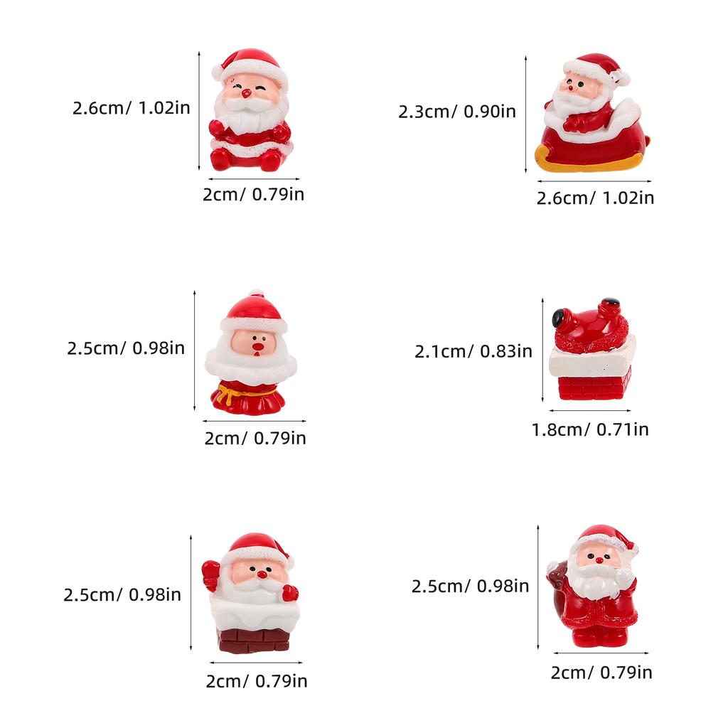 12pcs Mini Resin Santa Claus Ornaments Christmas Holiday Figurines For Tabletop Home Office Party Decor Miniature Christmas