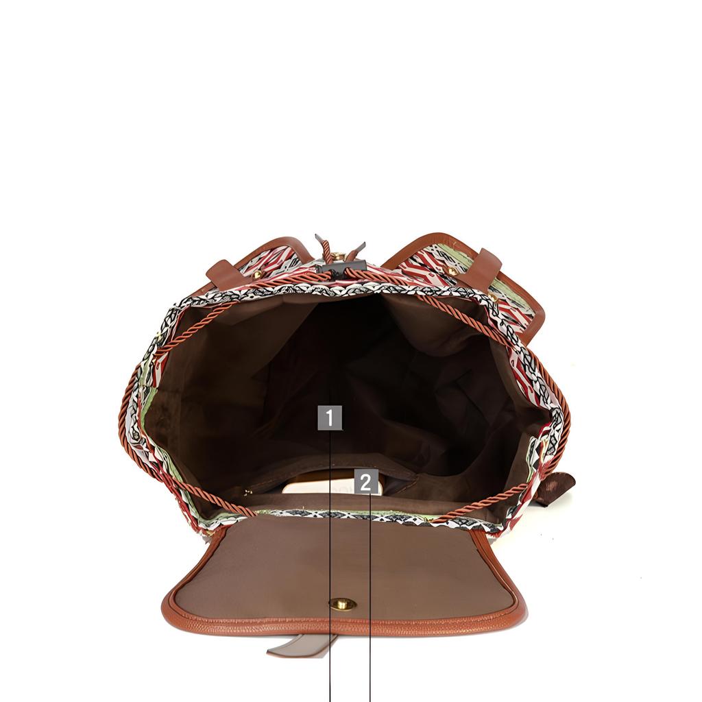 Rucksack im Ethno-Stil mit Retro-Muster, Canvas, Damentasche, modischer und personalisierter kleiner Reiserucksack mit Kordelzug