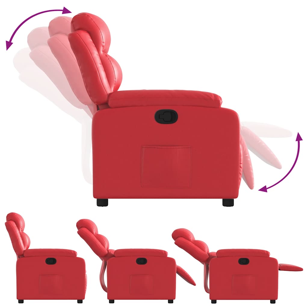 Recliner Chair In Red Artificial Leather
