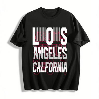 Vintage Stacked Letter Print Casual Streetwear T-Shirt Pure Cotton T-shirt