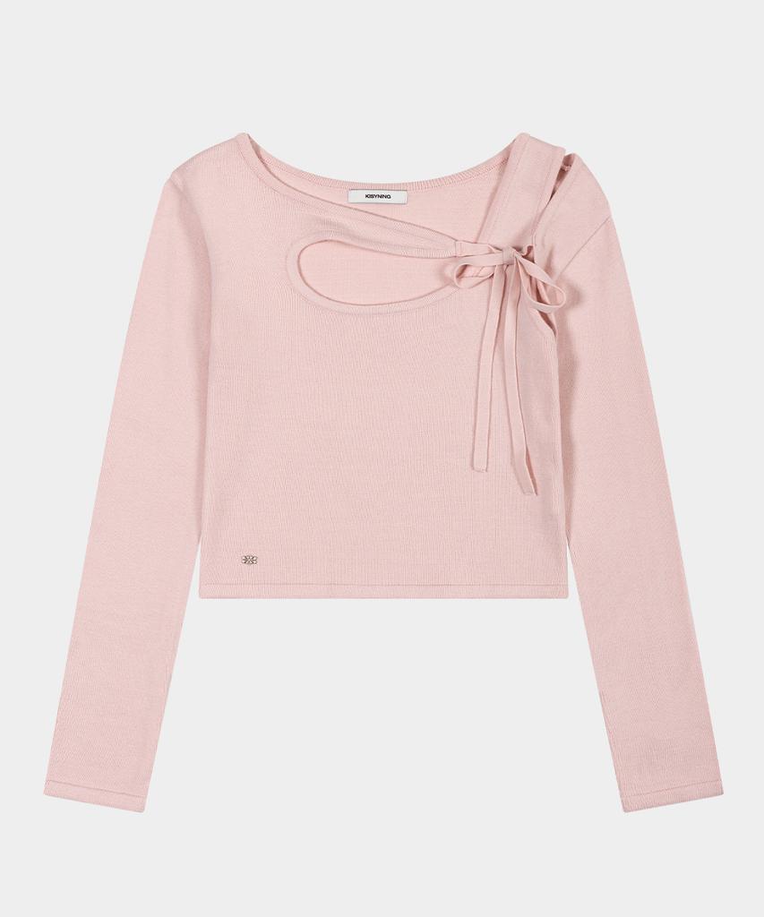 KISYNING Connect Hole Ribbon Rib Knit (Light Pink)