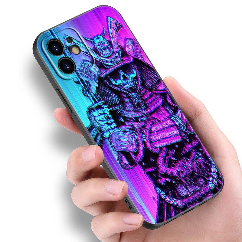 Japanese Samurai Phone Case For Apple iPhone 14 13 12 Mini 11 Pro Max 7 8 XR X XS 7 8 Plus SE 2020 2022 Black Soft Cover