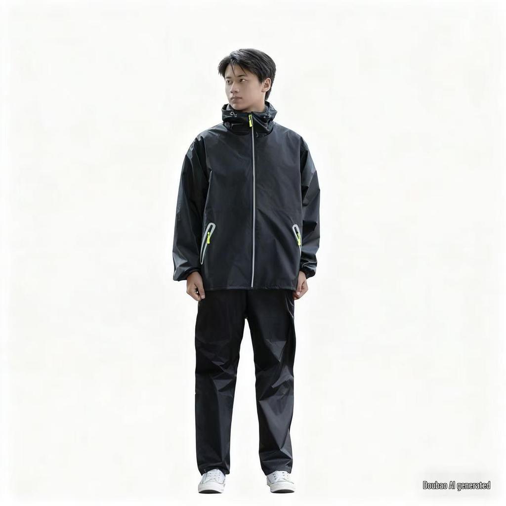 Unisex Full-Body Rainproof Raincoat and Pants Set for Outdoor Activities
