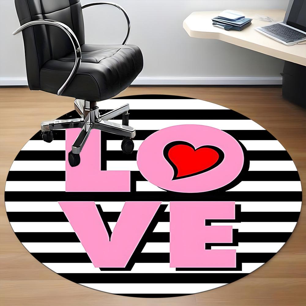 1pc LOVE Heart Print Chair Carpet for Office Non Slip, Machine Washable Rug for Office, Room Holiday Decor for Christmas, Birthday Polyester