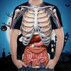 Human Organ Top 3d Print Horror Offal Pattern T-Shirt Round Neck Short Sleeve Loose Tops Halloween Decoration Accessory