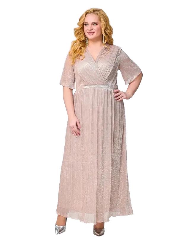 European and American Style Mesh A-Line Dress - Solid Color, Waist-Slimming, Fashion Plus Size Women's Clothing