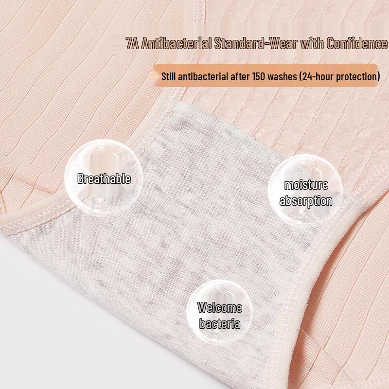 Bonaas Women's 7A Antibacterial Pure Cotton Mid-Rise Briefs 4-Pack