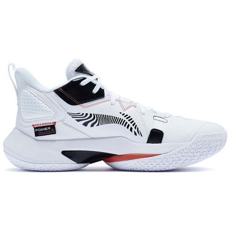 Li-Ning Air Strike 8 Shock Absorption Anti-Slip Wear-Resistant Mid-Top Basketball Shoes Men Sneakers White Black ABPR035-4