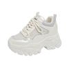 Fashion New Women Leather Platform Sneakers Spring Trainers White Shoes 9CM High Heels Wedge Outdoor Sport Shoes Breathable Casual Shoes