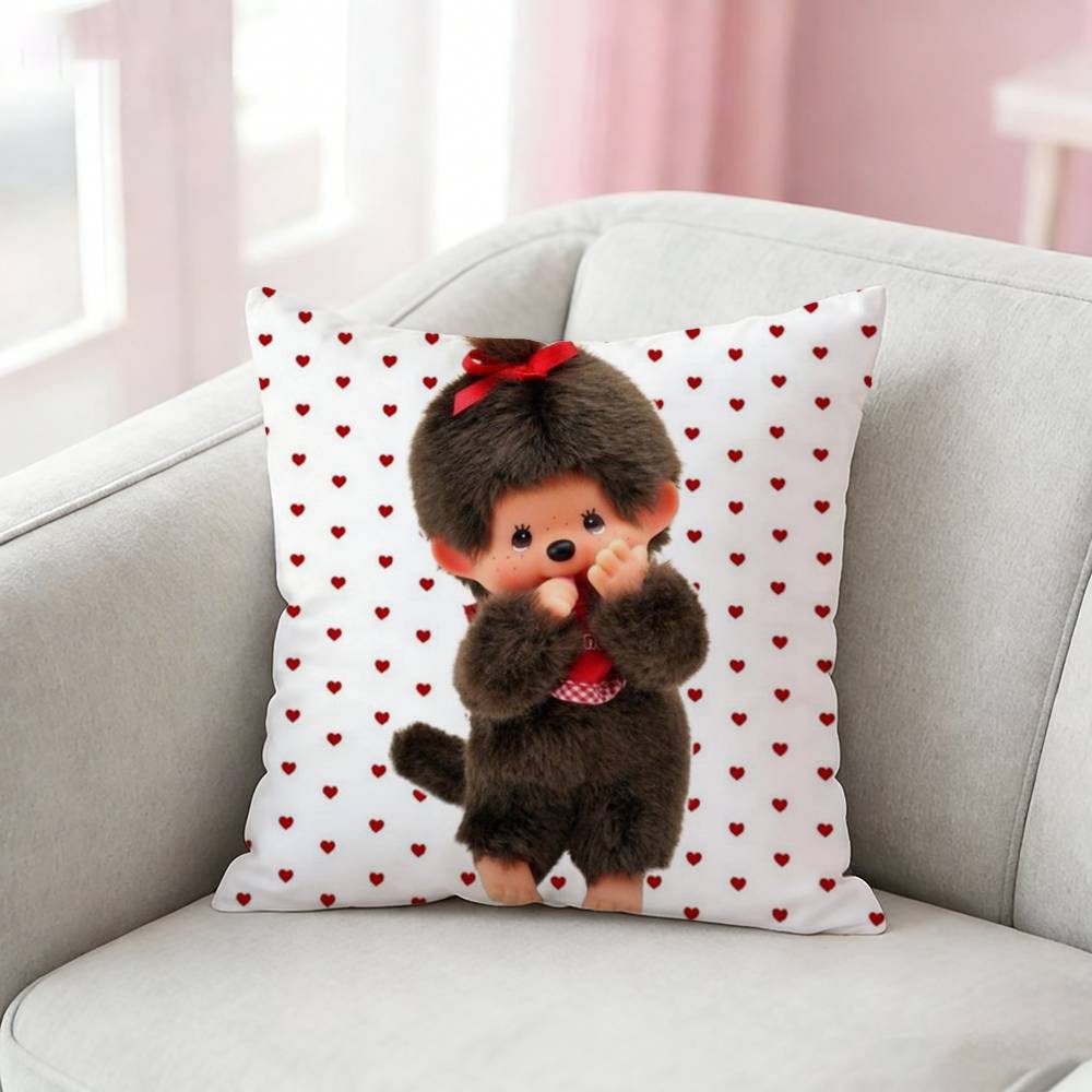 Cute M-Monchhichi Pillow Case Pattern Printed Pillowcase For Living Room Sofa Cushion Cover