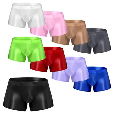Mens Glossy Boxer Briefs Underwear Low Rise Underpants Underwear Pool Party Beach Volleyball Shorts Beachwear