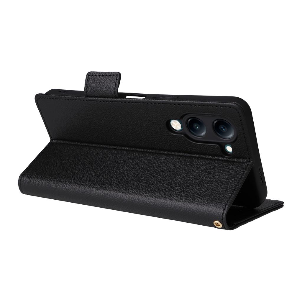 For vivo Y04 4G/Y29s 5G Case Wallet Flip Litchi Texture PU Leather Phone Cover