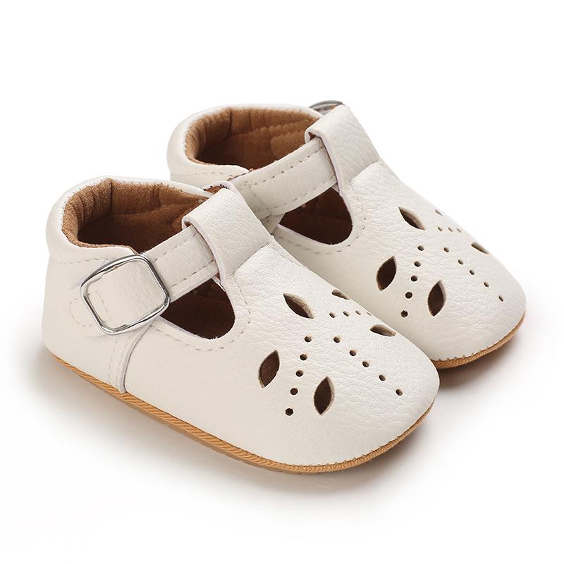 Khaki 0-18M Baby Casual Shoes Infant Toddler Bowknot Non-slip Rubber Soft-Sole Flat PU First Walker Newborn Bow Decor Mary Janes
