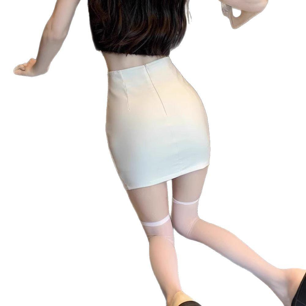 Women's Black High Waist A-line Midi Bodycon Skirt - Summer Slimming Anti-exposure Skirt Pants for Petite Figures