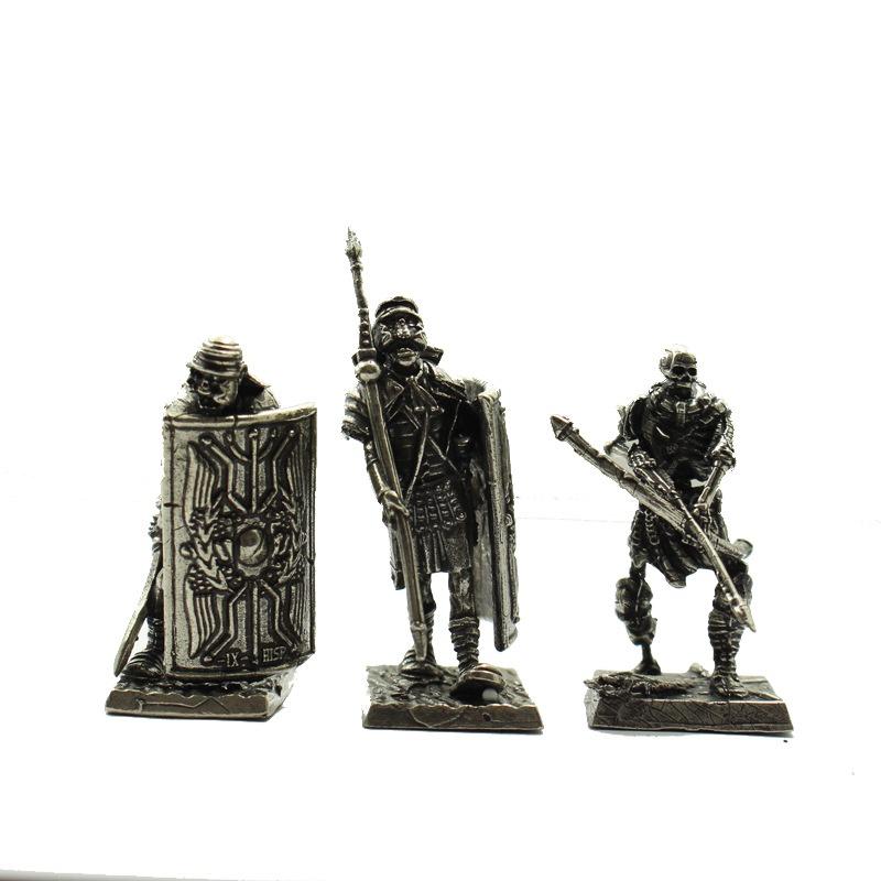 1pc Desktop Metal Copper Ornaments Figure Roman Legion Shield Soldier Model Archer Medieval Military Toys