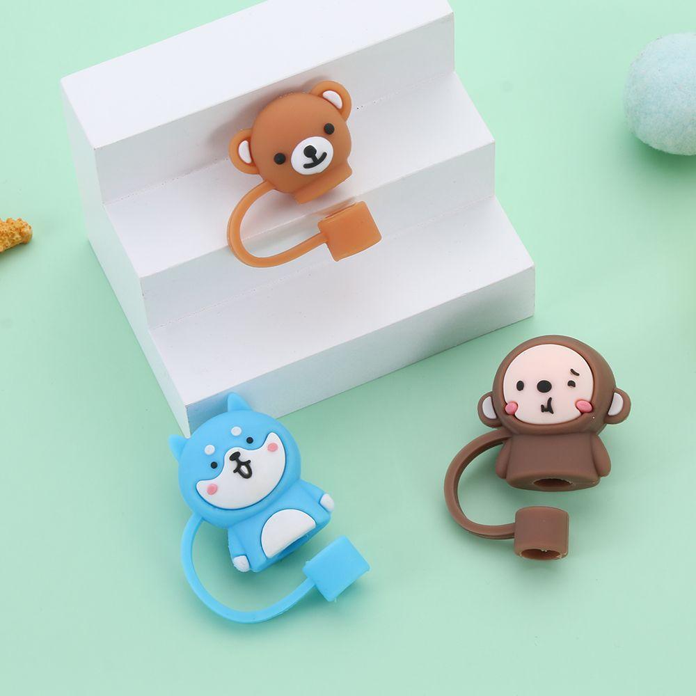 Airtight Splash Proof Cup Accessories Silicone Straw Plug Drinking Dust Cap Cartoon Plugs Cover