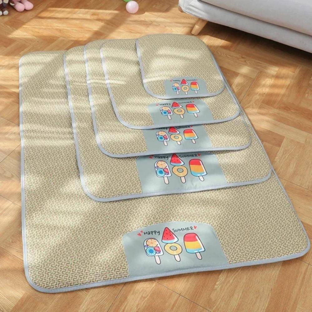 Rattan Weave Breathable Cooling Pet Mat Non Slip Anti Bite Wear Resistant Summer Sleeping Pad for Cats Dogs Dog Accessories 1PC 45x35cm