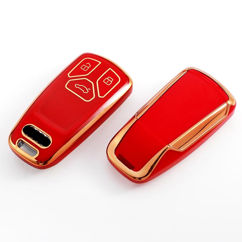 

Автомобільний брелок-чохол із золотим краєм для A4 B9 A5 A6 8S 8W Q5 Q7 4M S4 S5 S7 TT TTS TFSI RS Чохол-захист для ключа автомобіля TPU Аксесуари червоний