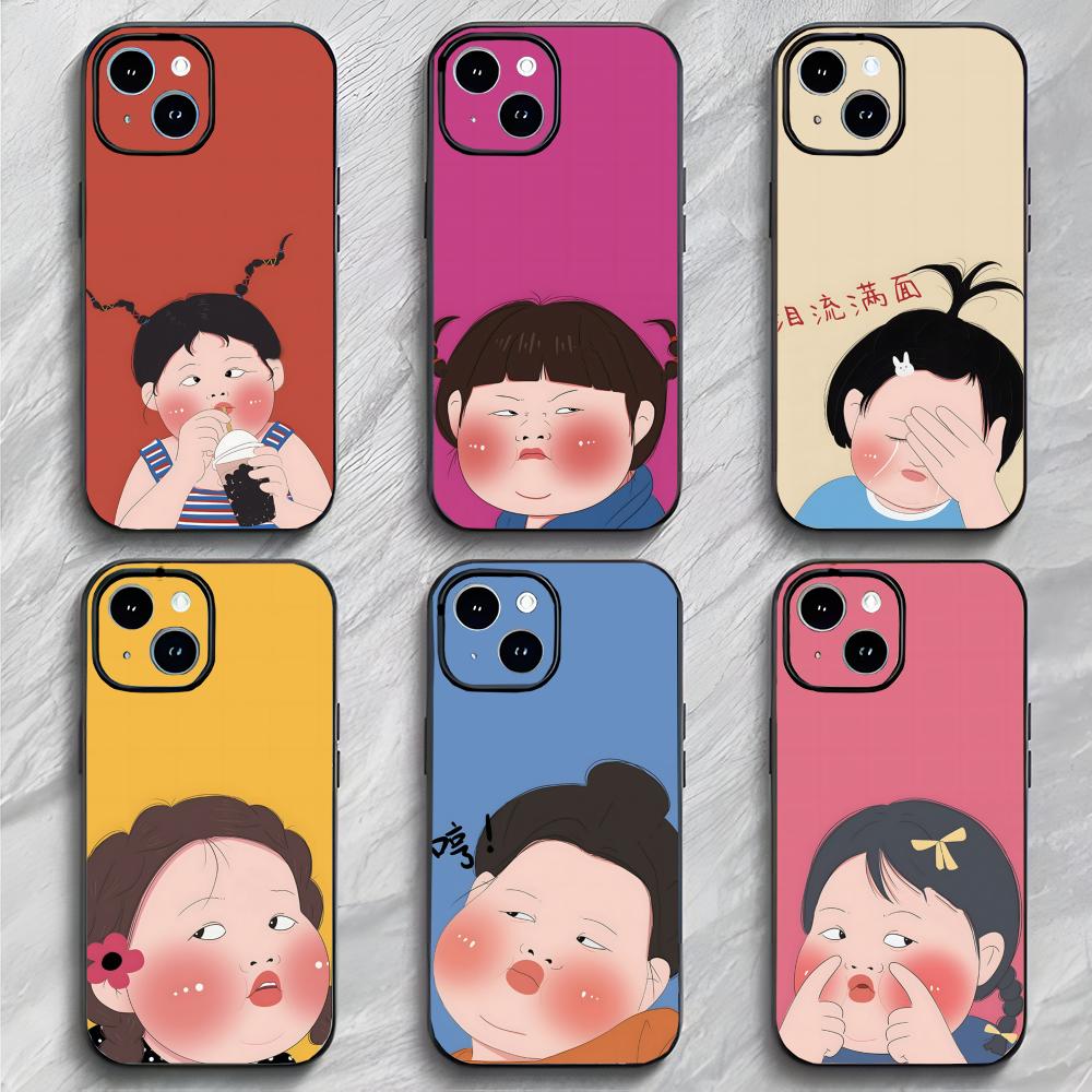 Coque de téléphone fille mignonne et originale Noir Mat Mince Coque de téléphone Pour iPhone17 16 15 14 13 ProMax