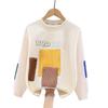 Retro Patchwork Fleecegefüttertes Sweatshirt für Jungen - Langärmeliges, verdicktes T-Shirt für Frühling und Herbst.