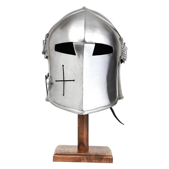 

Барбута с забралом из матовой стали, доспехи рыцарей-тамплиеров и крестоносцев, шлем, костюм