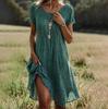 Summer Hot Sale: Ethnic Style Mid-Length Dress with Large Round Neck