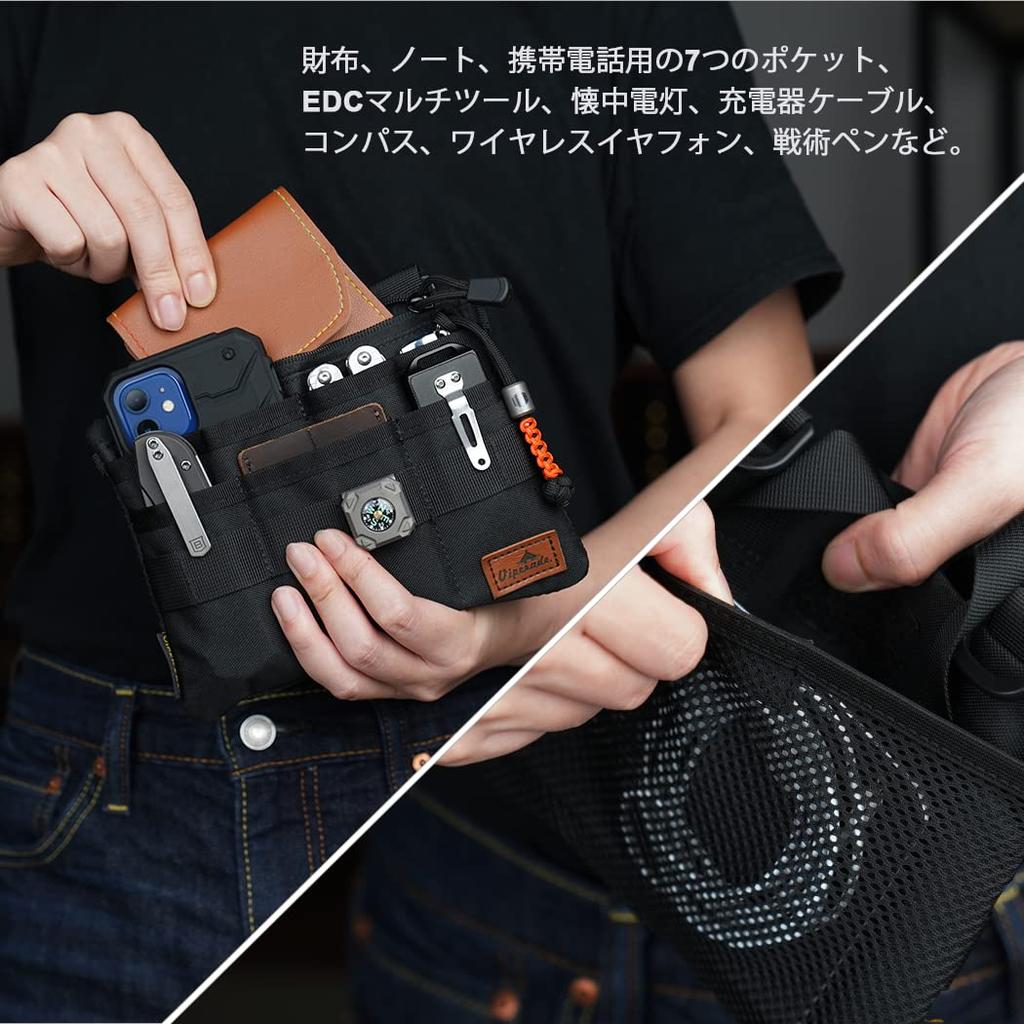 VIPERADE VE5 Tool Tool Pocket Organizer for Oxford Shoulder Tool Pouch with 7 Pockets for Pocket EDC Keys with Pouch, Men, Flashlight, Knife,