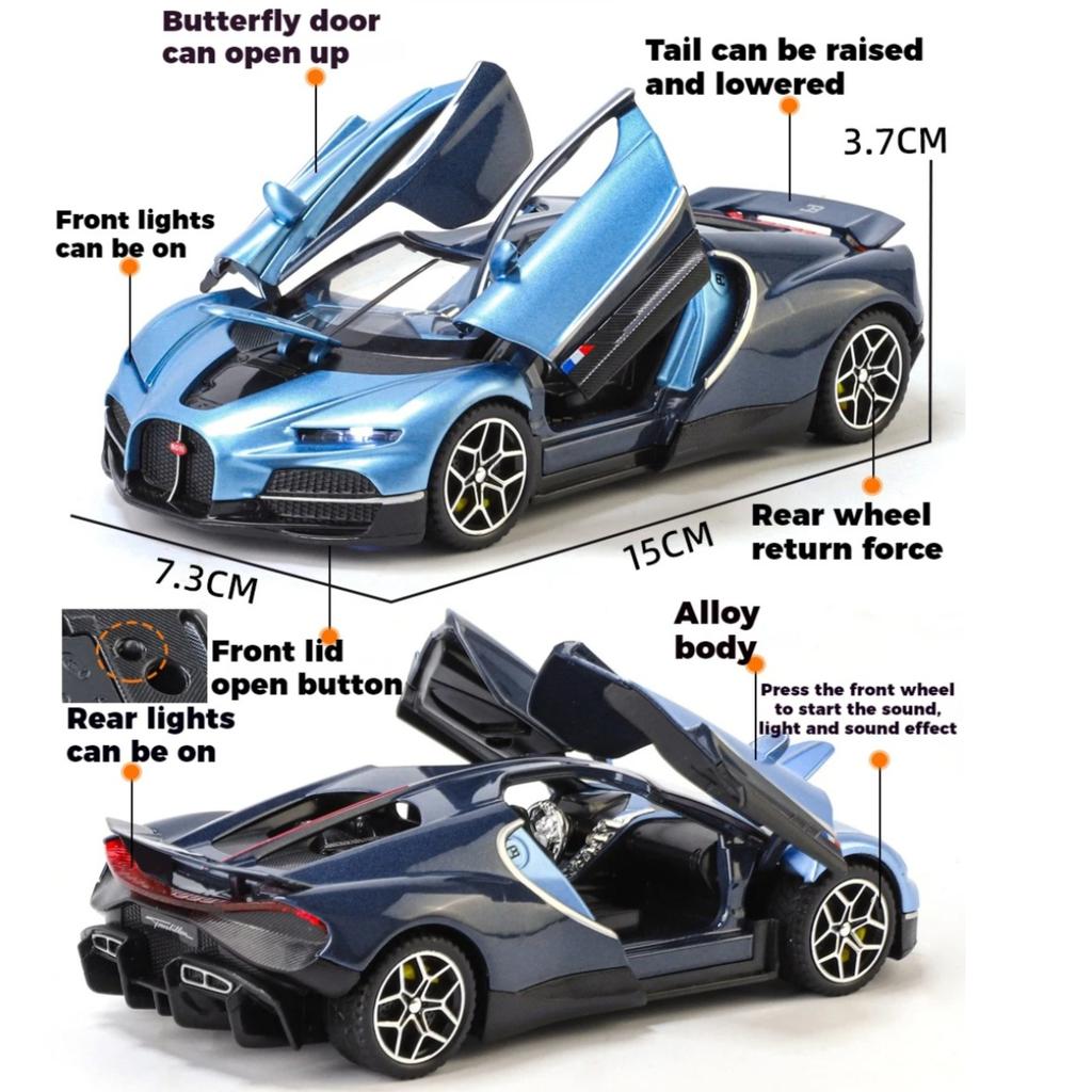 1/32 Scale Bugatti Tourbillon V16 Supercar Alloy Metal Diecast Model Car Home Decoration Trendy Toy Collection Hobbies High Simulation Present