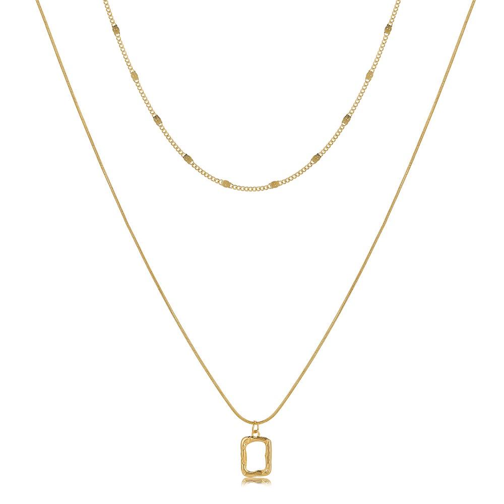 iF ME Fashion Butterfly Lock Heart Pendant Necklace Retro Multilayer Gold Silver Chain Choker for Women Accessories Jewelry