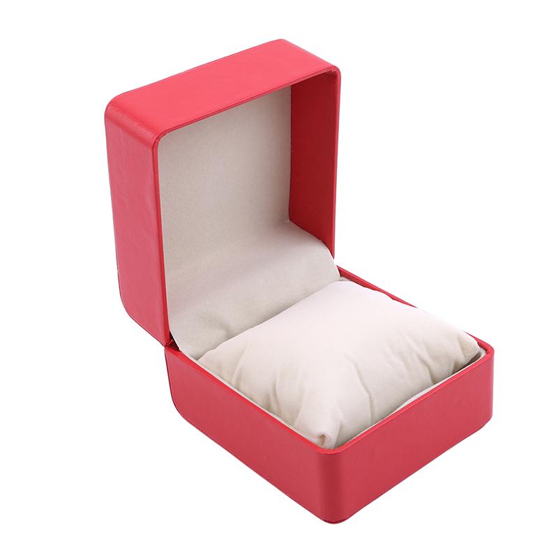 Fashion Watch Box Faux Leather Square Jewelry Watch Case Display Gift Box with Pillow Cushion