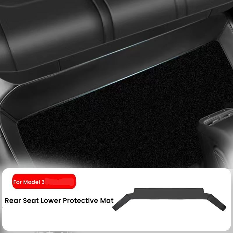 For Tesla Model Y Model 3 Highland Rear Seat Lower Protective Mat Leather Full Surround Seat Anti-Dirty Kick Pad Car Accessories