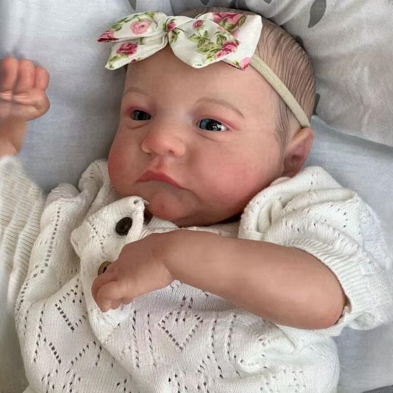 49CM Reborn Newborn Baby Dolls Levi Awake Soft Silicone Cloth Body Rebirth Doll Flexible 3D Paint Skin Visible Veins Hand Draw Hair Emulation Doll Toy