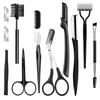 17Pcs Eyebrow Grooming Shaping Kit Safe Stainless Steel Tools with Portable Storage Bag for Home Daily Use