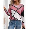 Gradient Stripe Print Autumn Long Sleeves Women's T-shirts Fashion Casual Tops Daily Loose Crew Neck Women Clothing