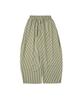 URBANAGE Balloon Fit Curved Stripe Pintuck Elastic Waist Pants_Khaki